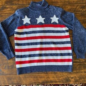 Vintage Tiara International Sweater Patriotic Flag S Women Blue Red